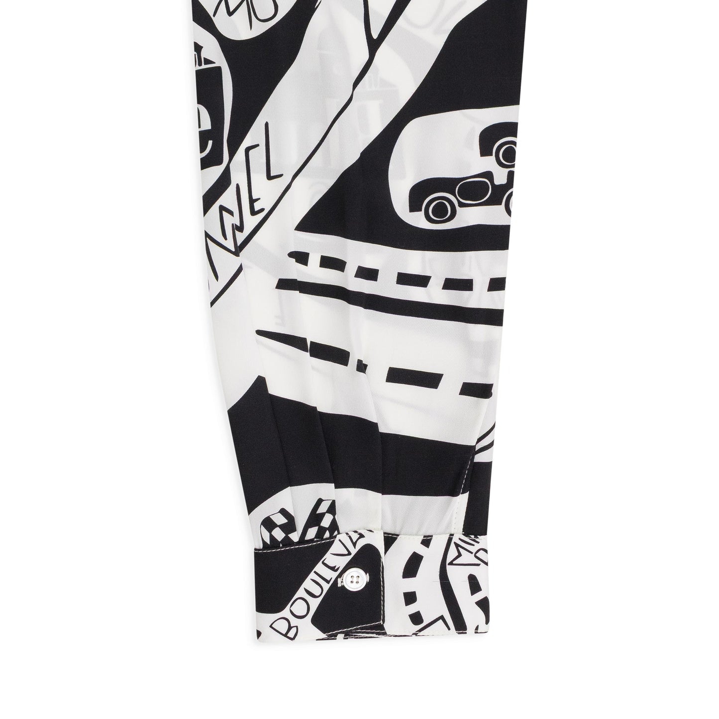 BLACK/WHITE STRADA SILK LS BUTTON-DOWN SHIRT