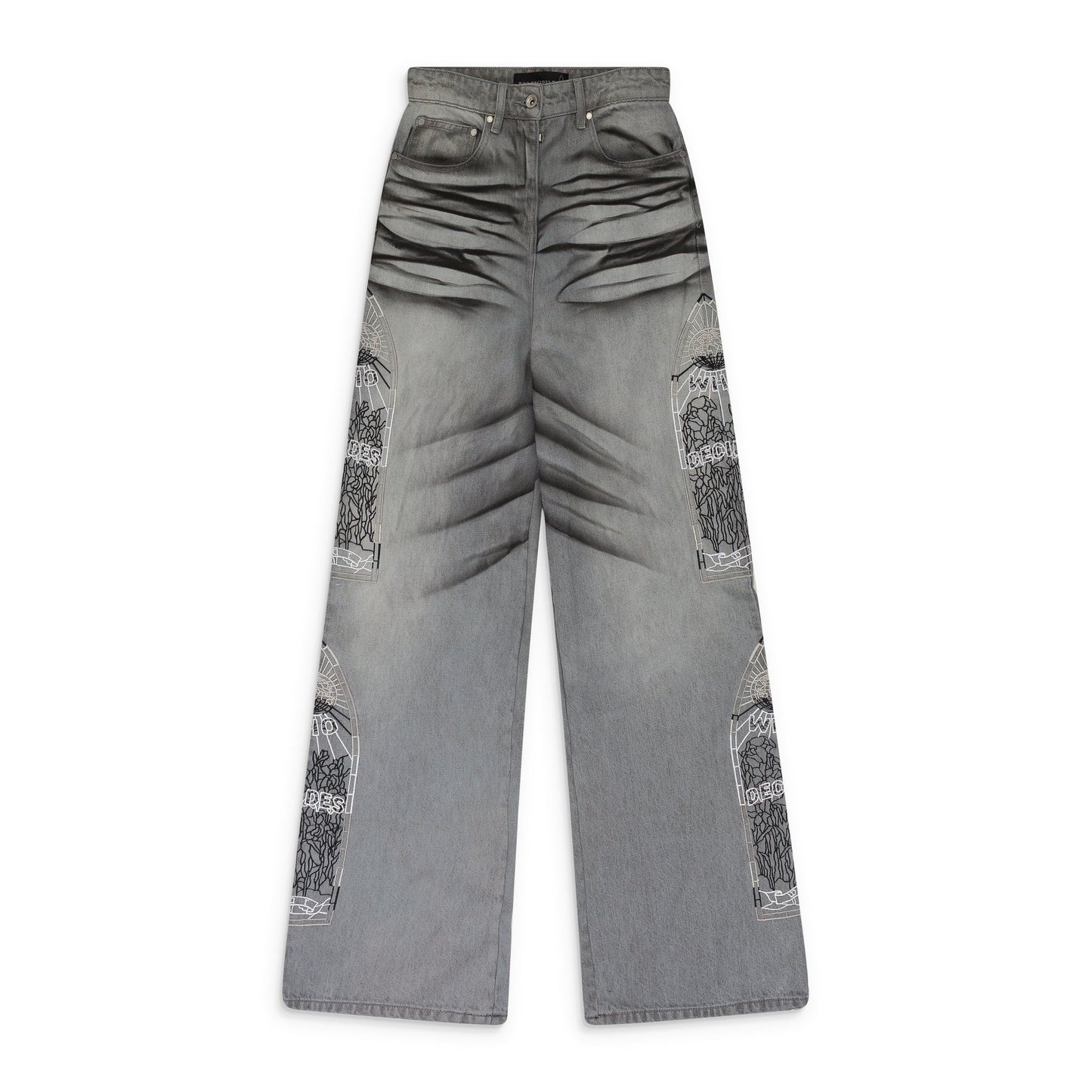 GRAY NOIR STRIPE WIDE-LEG JEANS