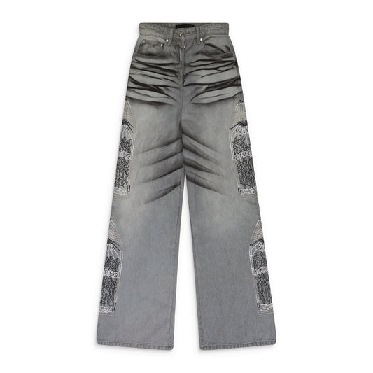 GRAY NOIR STRIPE WIDE-LEG JEANS