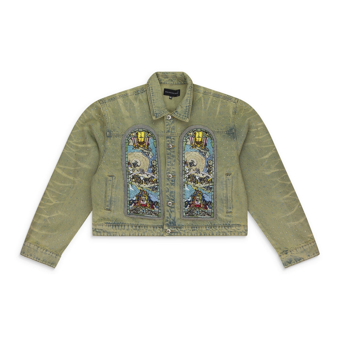 BLUE UNFURLED CROPPED DENIM JACKET