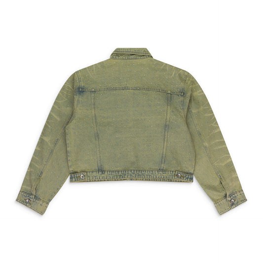 BLUE UNFURLED CROPPED DENIM JACKET