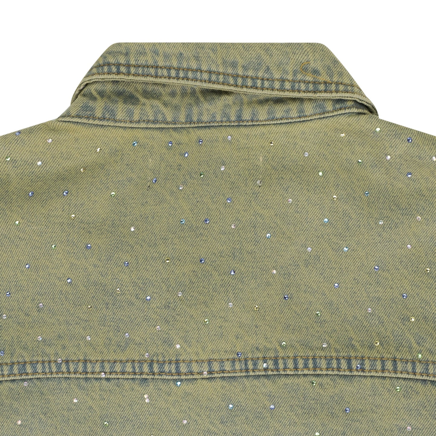 BLUE UNFURLED CROPPED DENIM JACKET