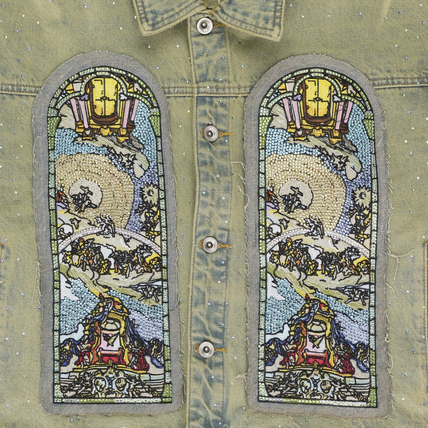 BLUE UNFURLED CROPPED DENIM JACKET