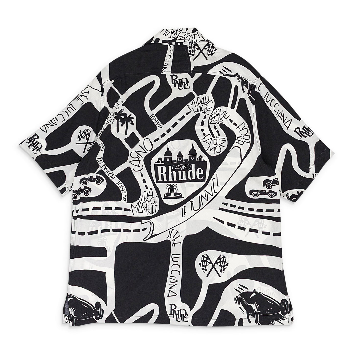 BLACK/WHITE STRADA SILK BUTTON-DOWN SHIRT