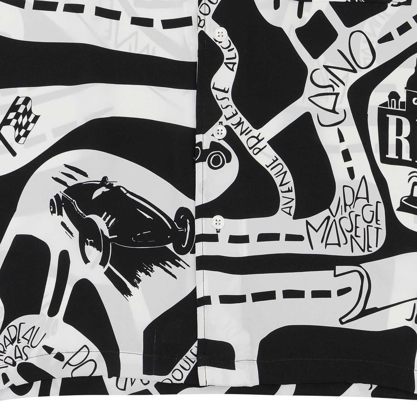 BLACK/WHITE STRADA SILK BUTTON-DOWN SHIRT