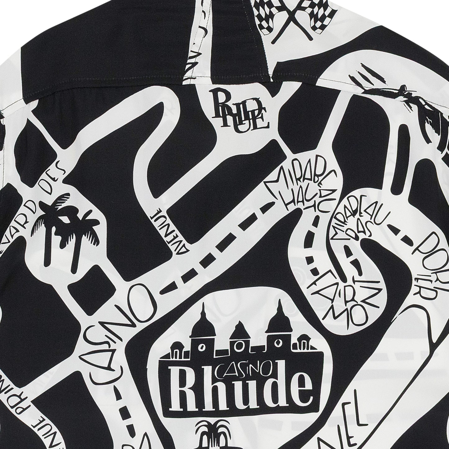 BLACK/WHITE STRADA SILK BUTTON-DOWN SHIRT