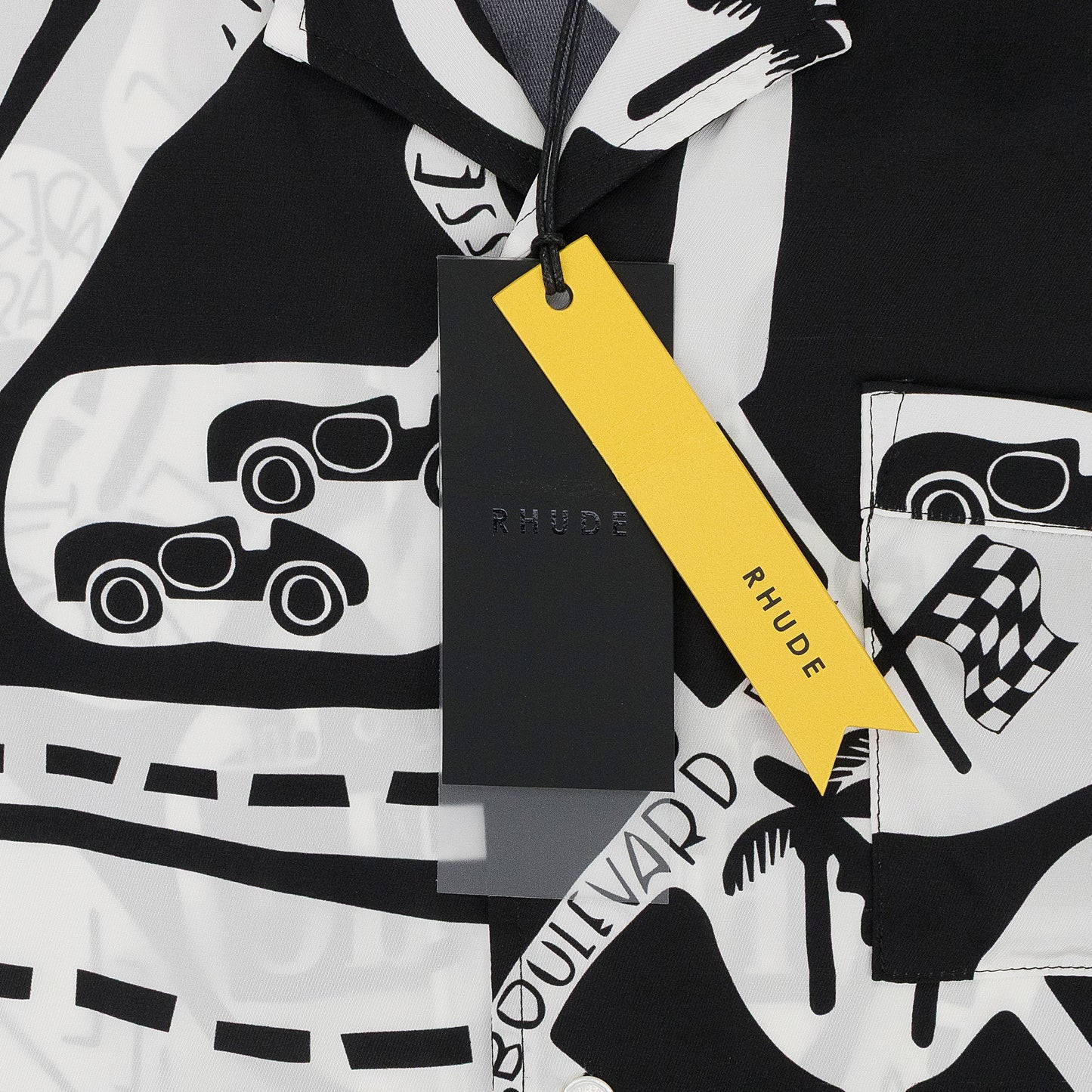 BLACK/WHITE STRADA SILK BUTTON-DOWN SHIRT