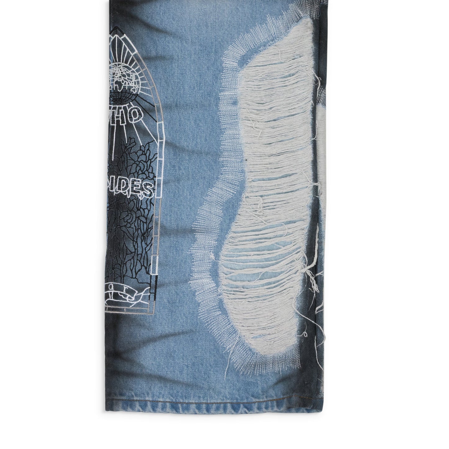 BLUE NOIR STRIPE WIDE-LEG JEANS