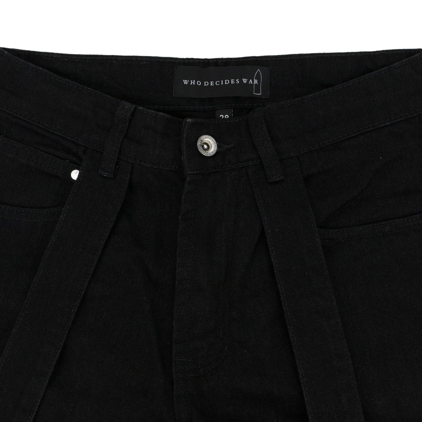 BLACK WINGED LOGO BONDAGE STRAIGHT-FIT JEANS