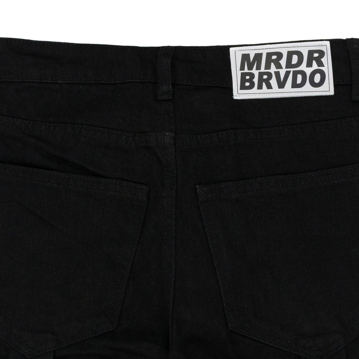 BLACK WINGED LOGO BONDAGE STRAIGHT-FIT JEANS