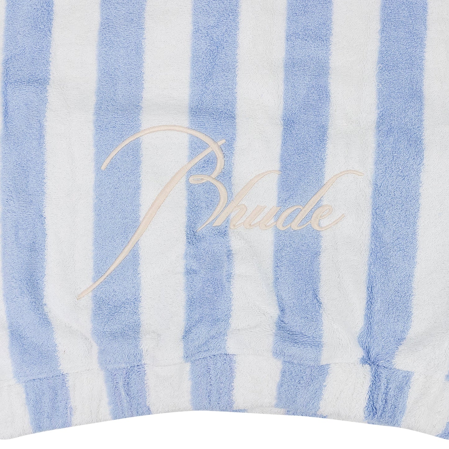 WHITE/BLUE STRIPED LOOP TERRY POLO SHIRT