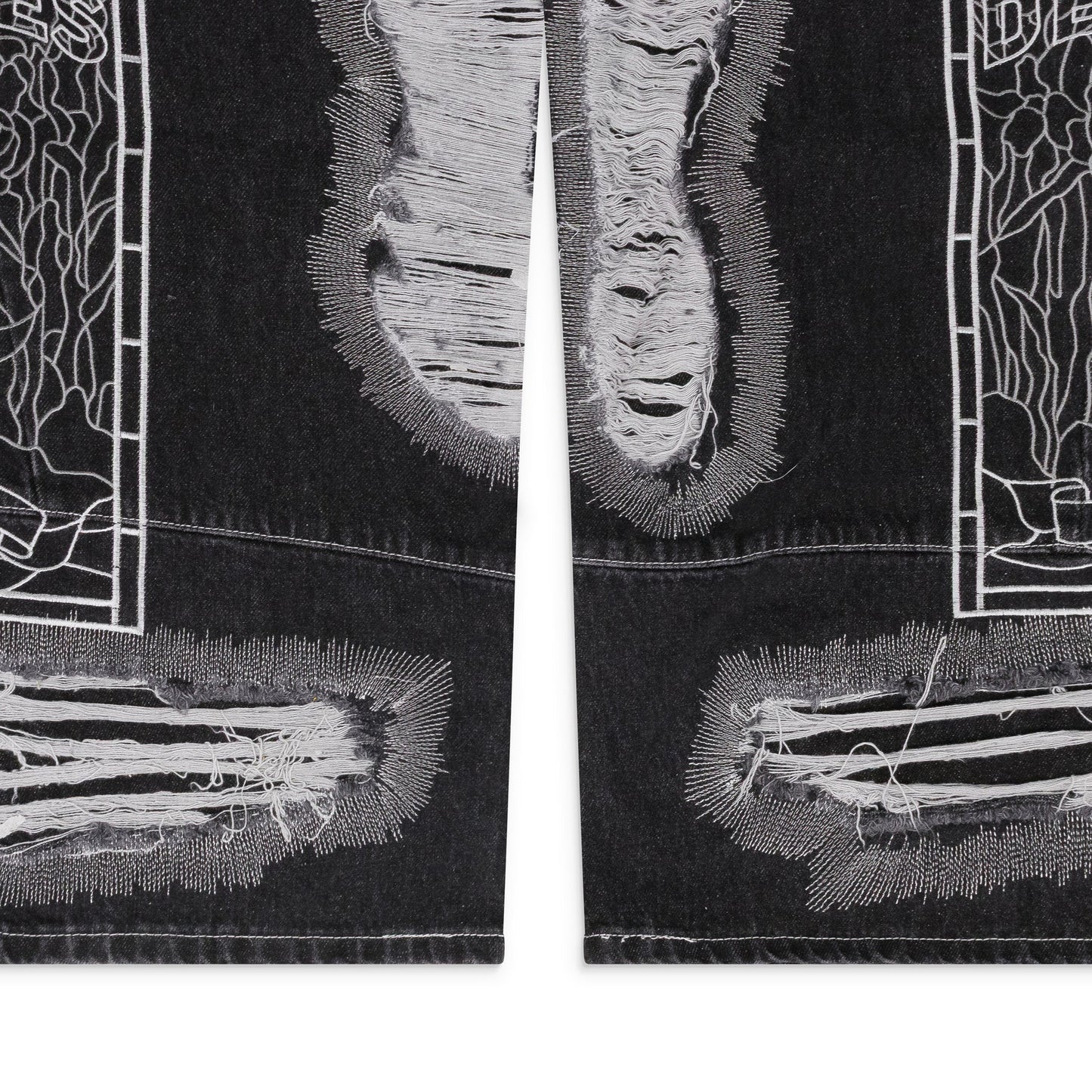 BLACK DARNING STRAIGHT-FIT JEANS