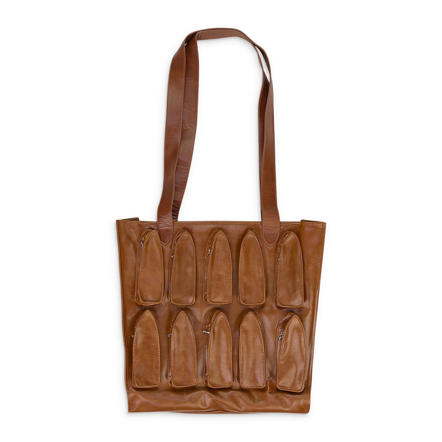 BROWN THORNED POCKET TOTE BAG