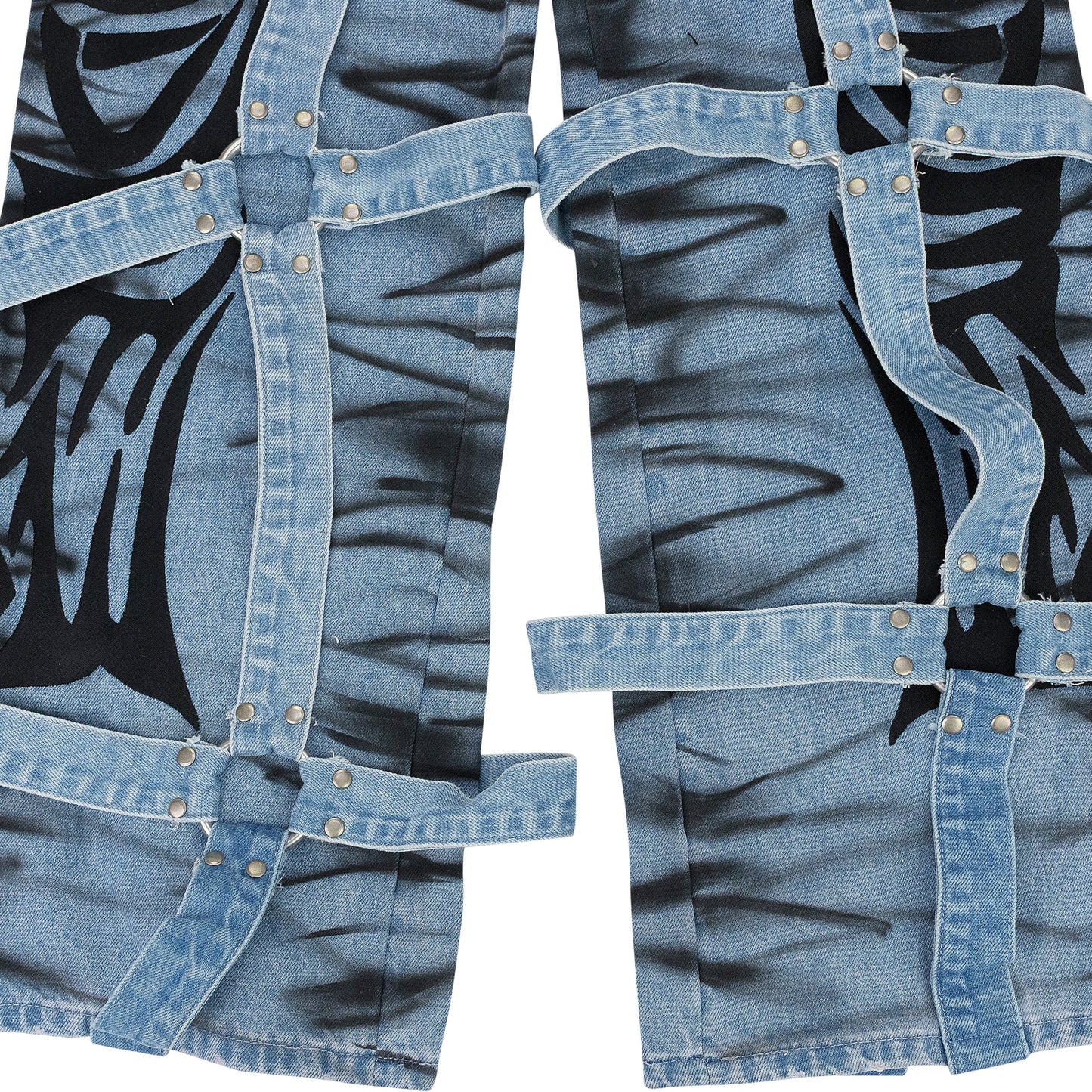 BLUE WINGED LOGO BONDAGE PANTS