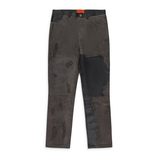 BLACK/BROWN BARK LEATHER PANTS