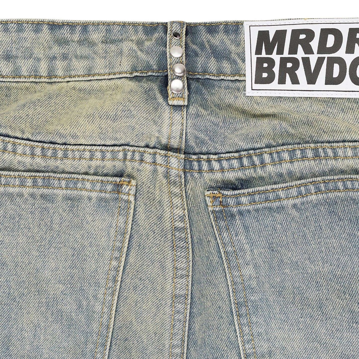 BLUE CHROME STUD EMBROIDERED SHORTS