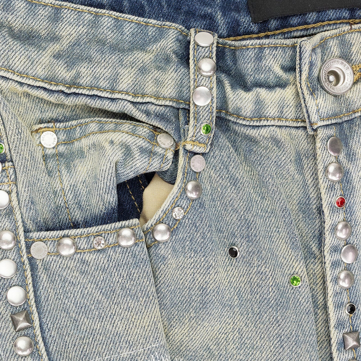 BLUE CHROME STUD EMBROIDERED SHORTS