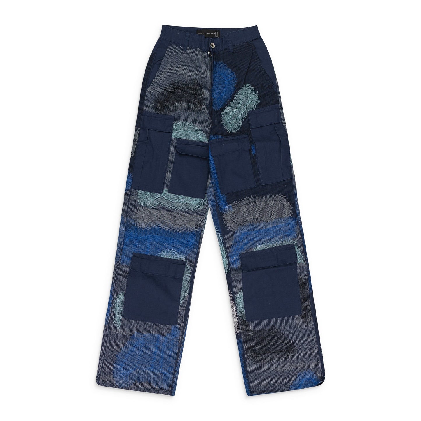 INDIGO CAMOUFLAGE EMBROIDERY PANTS