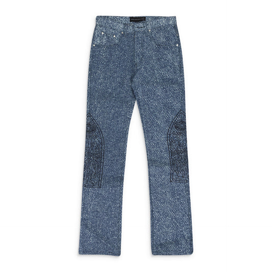 INDIGO WOVEN TRUCKER TROUSERS