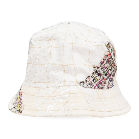 WHITE TWEED PATCHWORK BUCKET HAT