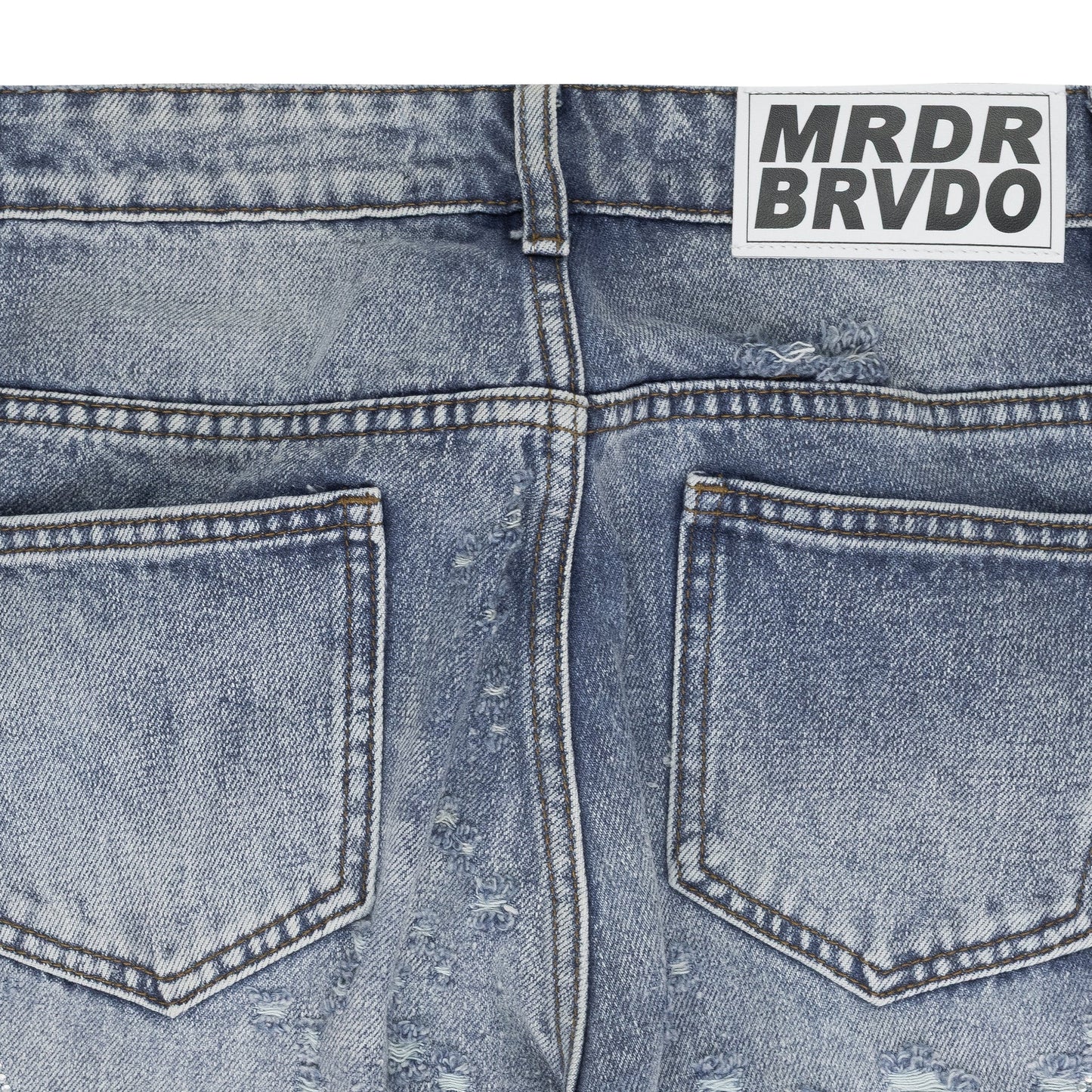 BLUE RHINESTONE WASHED BOOTCUT JEANS