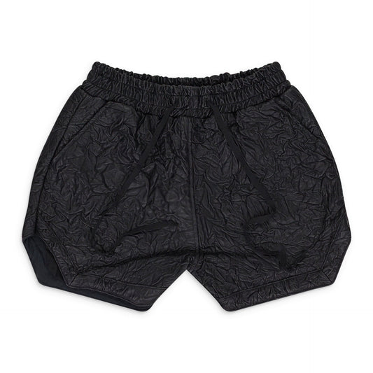 BLACK CRINKLED TAILORED SHORTS