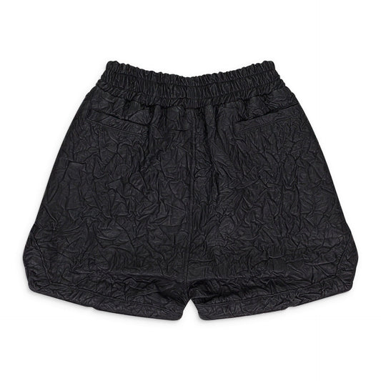 BLACK CRINKLED TAILORED SHORTS