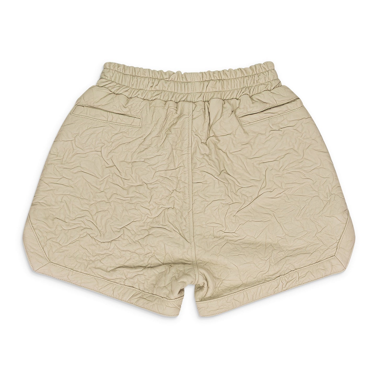 CREAM CRINKLED TAILORED SHORTS