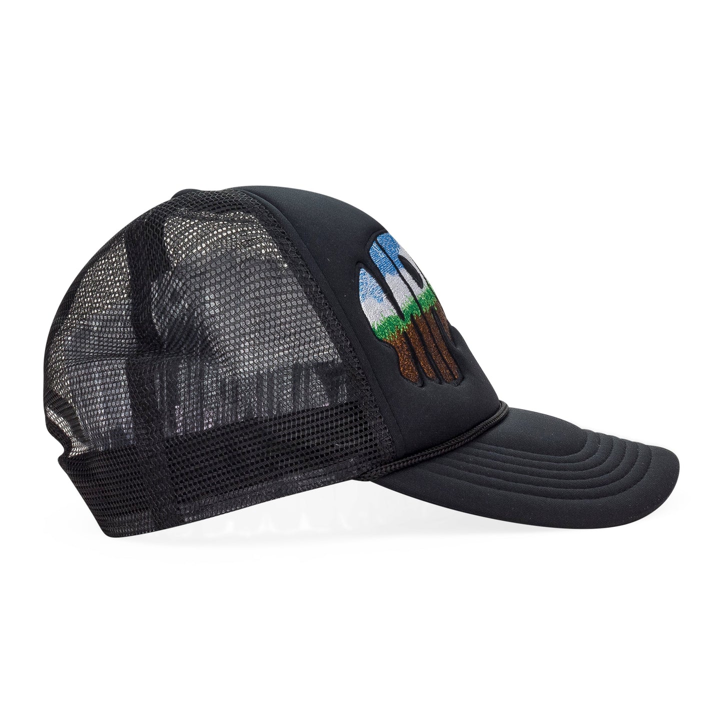 BLACK MRDR TRUCKER BASEBALL CAP