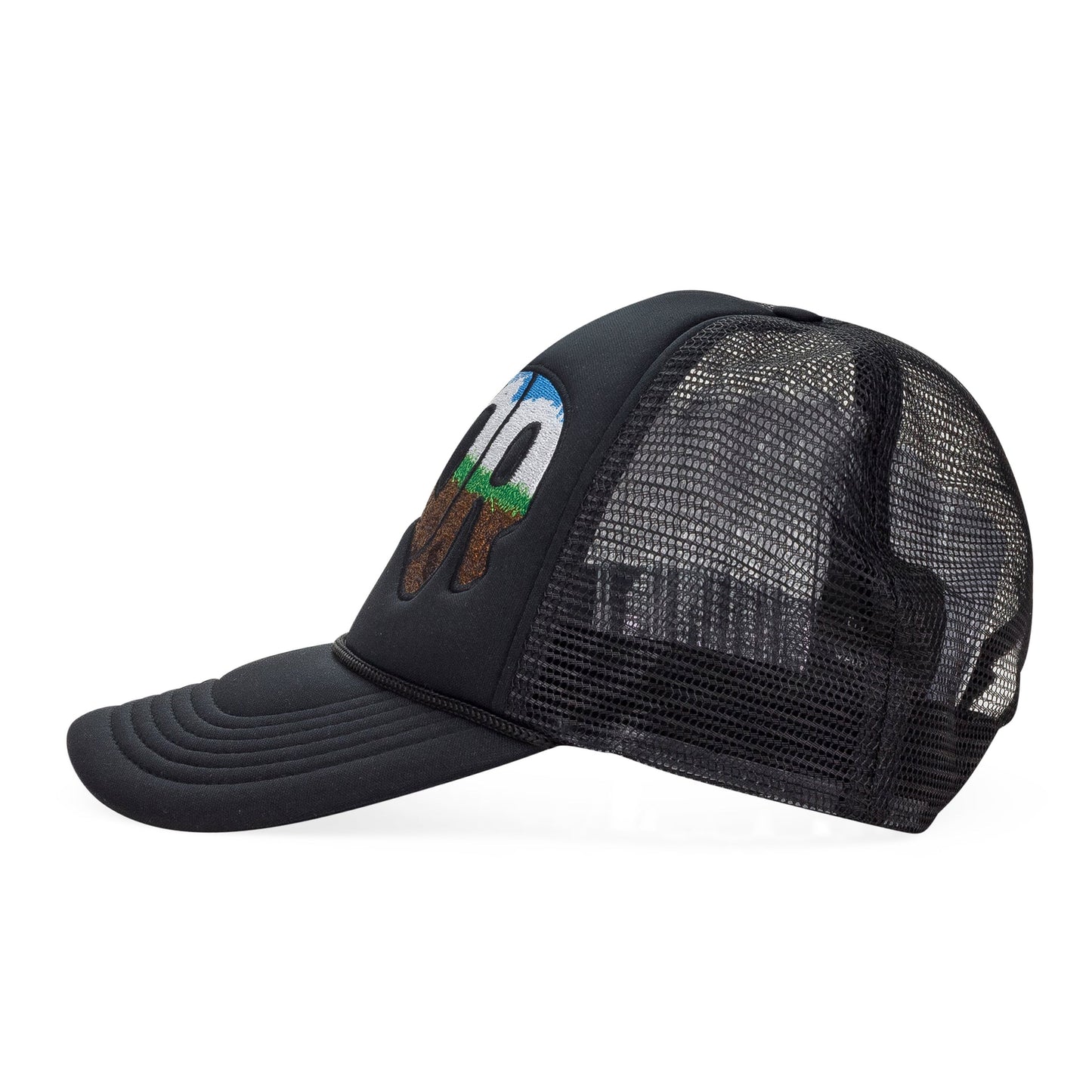 BLACK MRDR TRUCKER BASEBALL CAP
