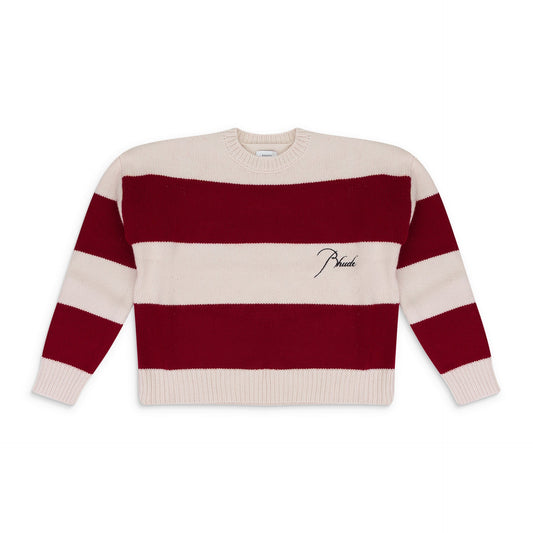 RED/CREAM STRIPE CREWNECK SWEATSHIRT