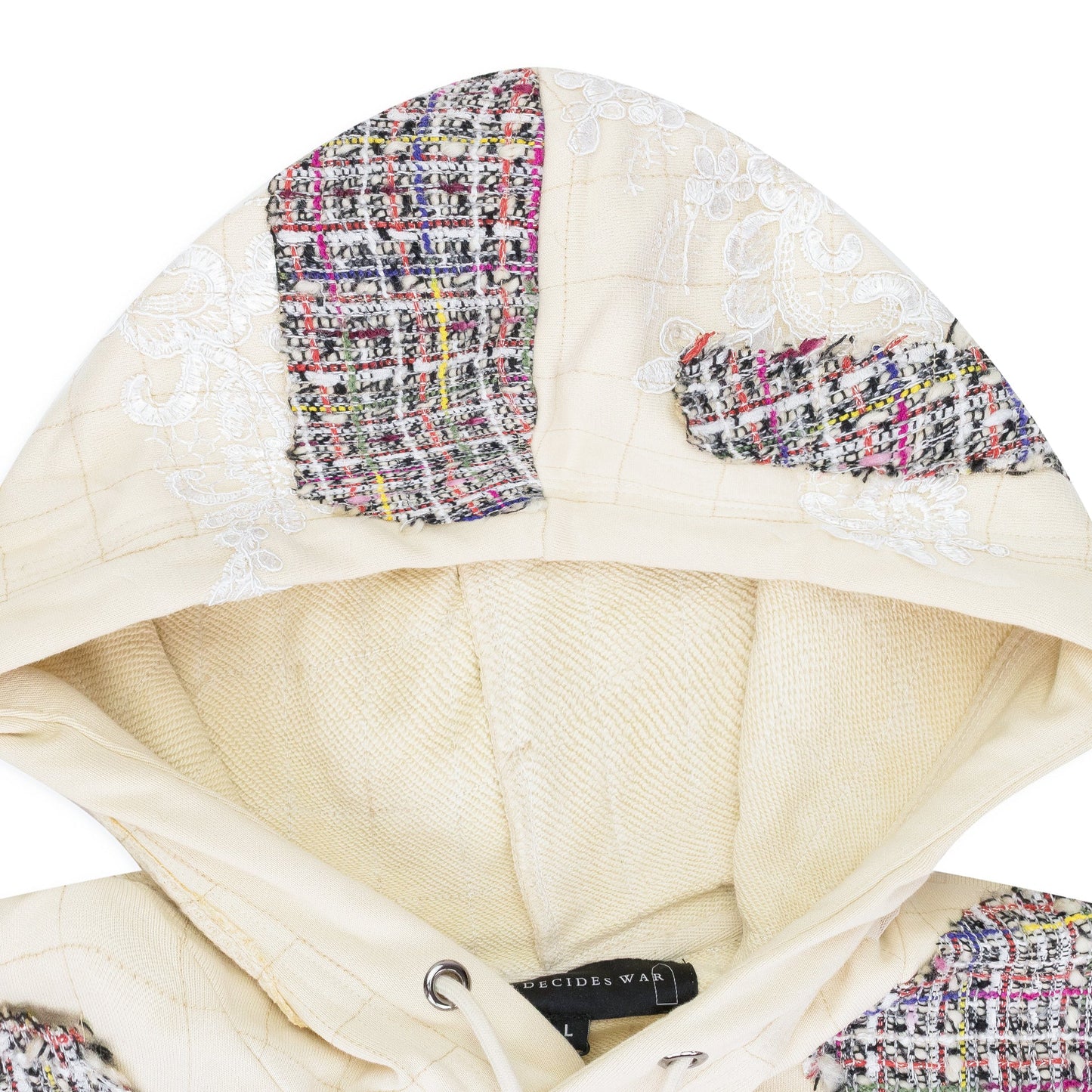 CREAM TWEED PATCHWORK HOODIE