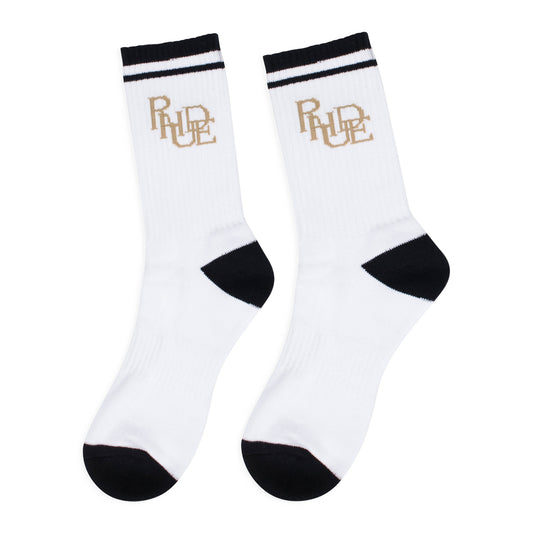 WHITE SCRIBBLE LOGO SOCKS