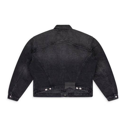 BLACK OVERSIZED DENIM TRUCKER JACKET
