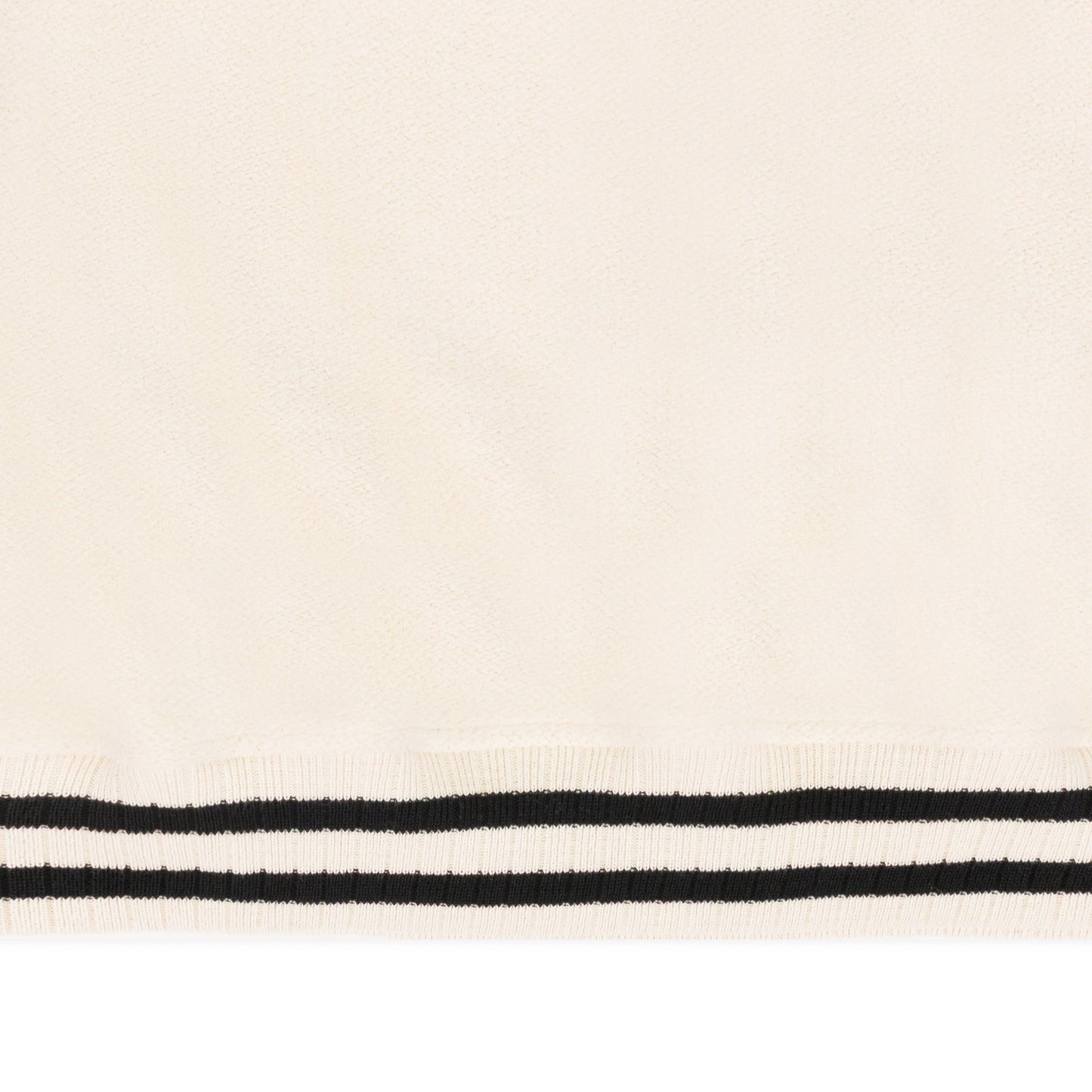 CREAM QUARTER ZIP VARSITY SWEATER