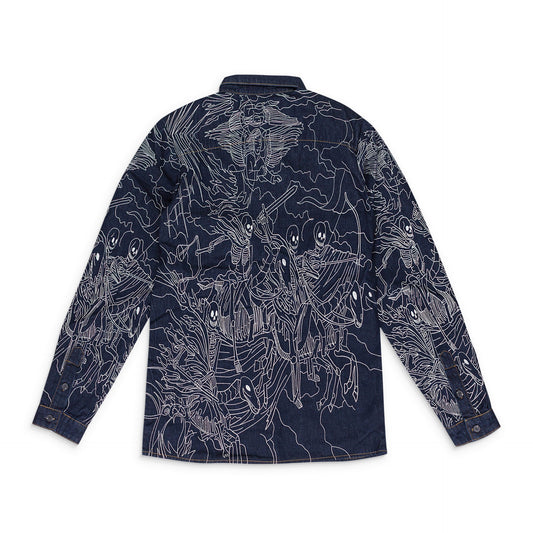 INDIGO FOUR HORSEMEN BUTTON-DOWN SHIRT