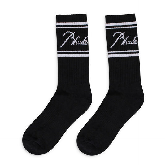 BLACK/WHITE SCRIPT LOGO SOCKS