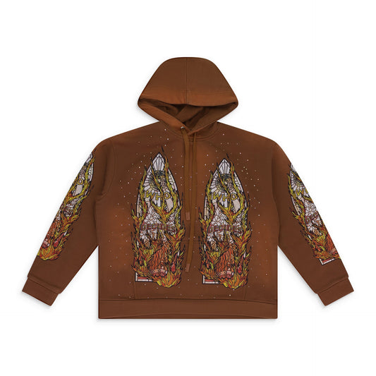 BROWN FLAME GLASS HOODIE