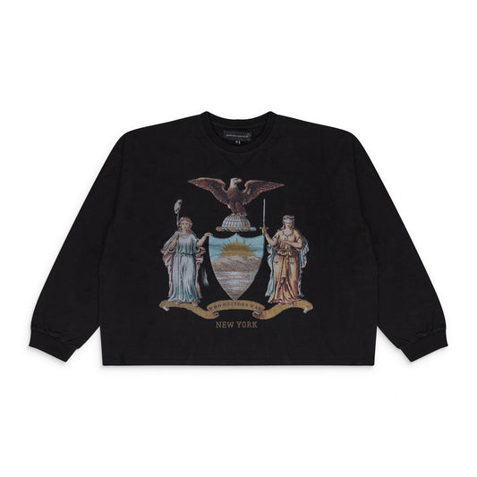 BLACK CREST CREWNECK SWEATSHIRT
