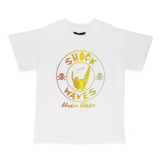 WHITE SHOCK WAVES JERSEY T-SHIRT