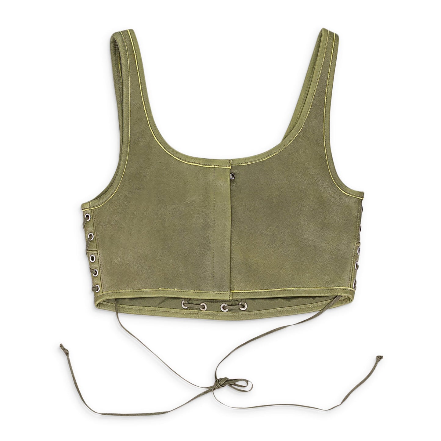 GREEN BONDAGE LEATHER CROP TOP