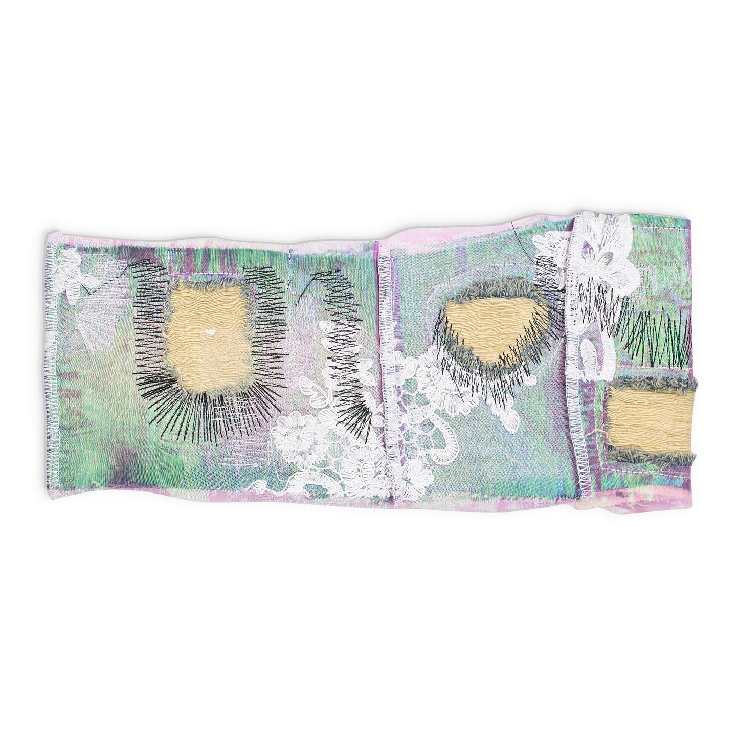 BLUE AFFINITY GRID BANDEAU CROP TOP