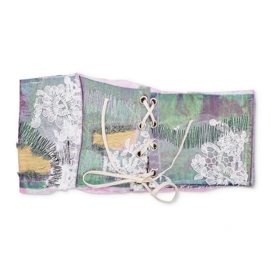 BLUE AFFINITY GRID BANDEAU CROP TOP