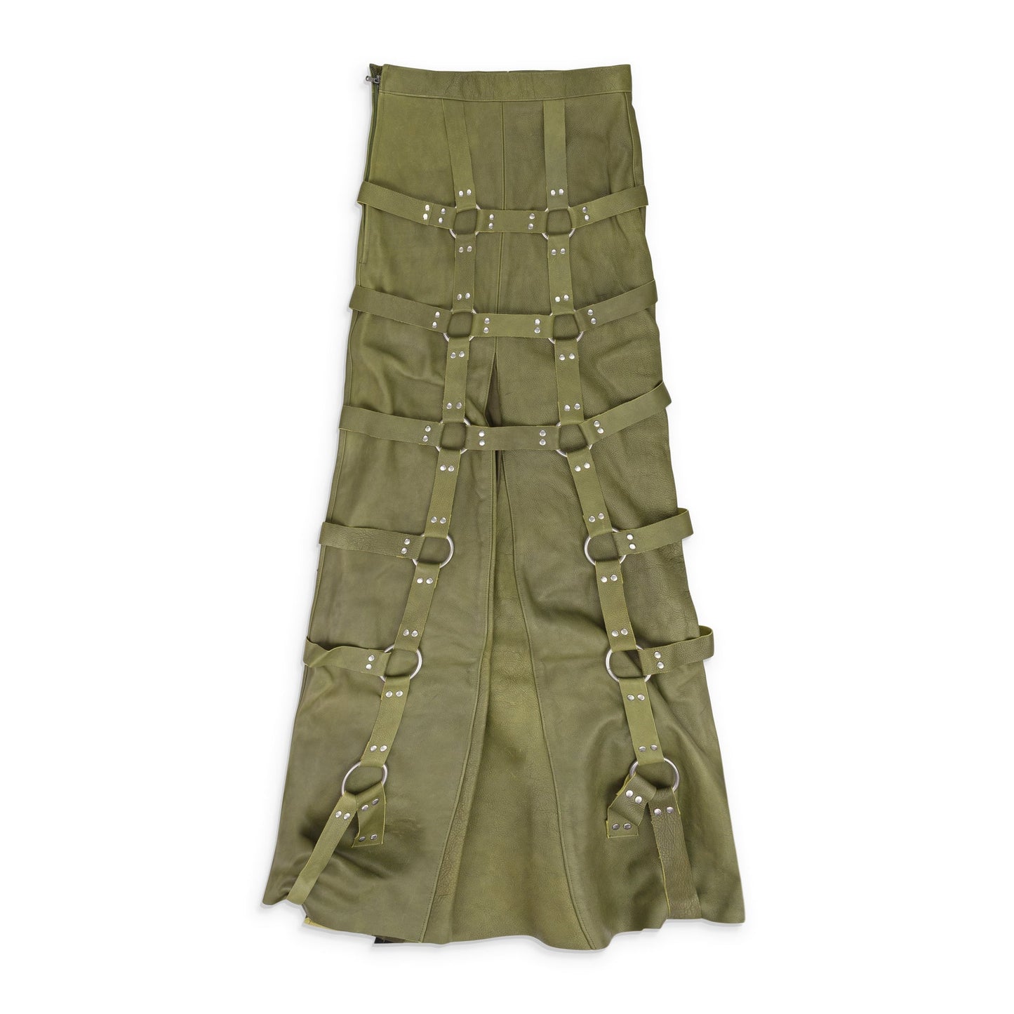 GREEN GRID BONDAGE MAXI SKIRT
