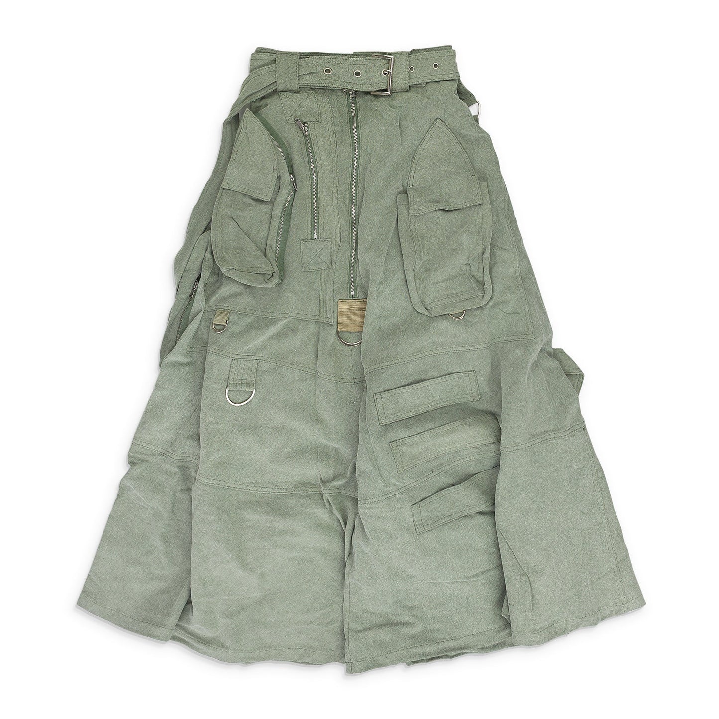 GREEN MULTI POCKET SKIRT