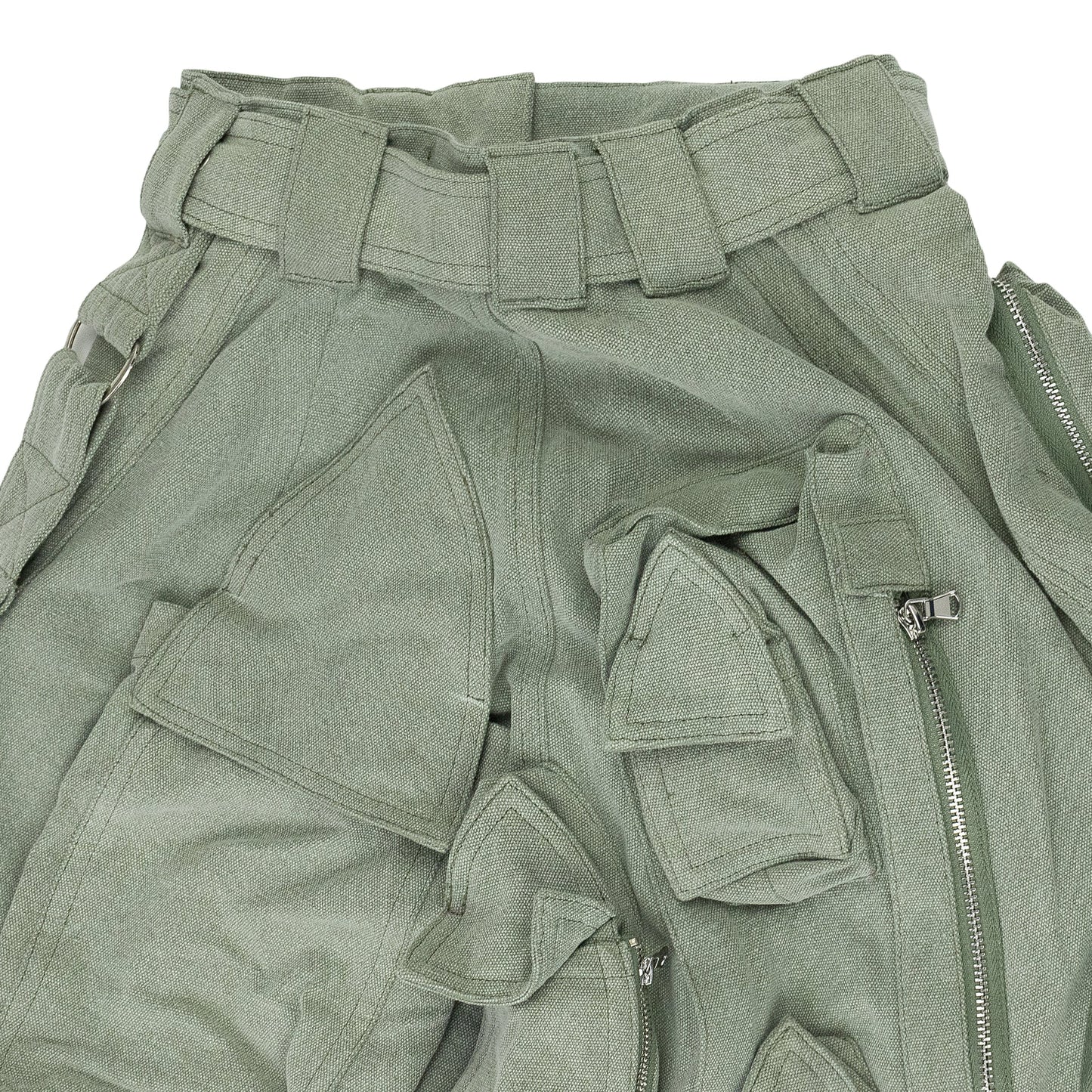 GREEN MULTI POCKET SKIRT