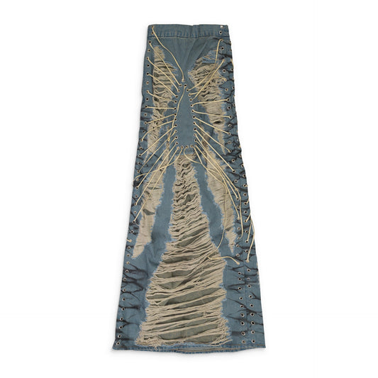 BLUE LACED WINDOW MAXI SKIRT