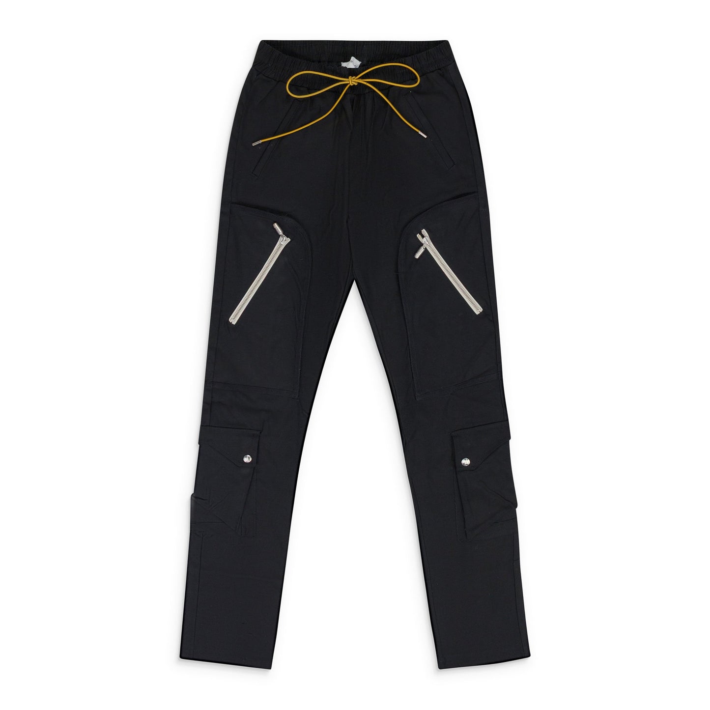 BLACK TWILL TAPE CARGO PANTS