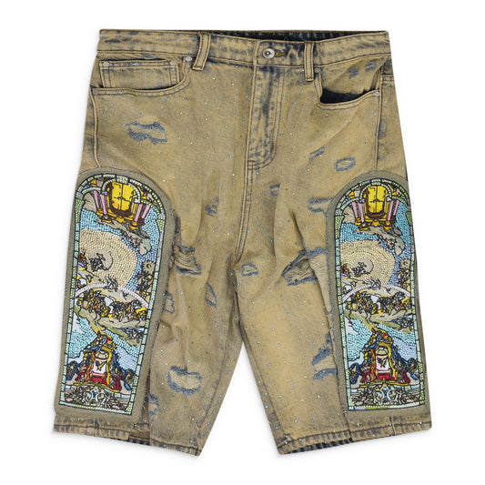 BLUE UNFURLED DENIM SHORTS