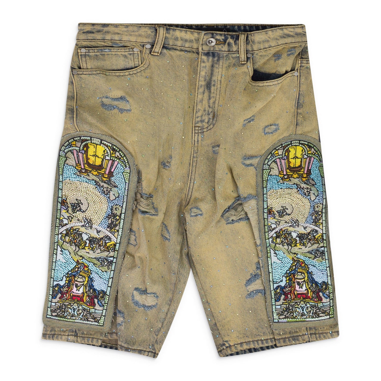 BLUE UNFURLED DENIM SHORTS